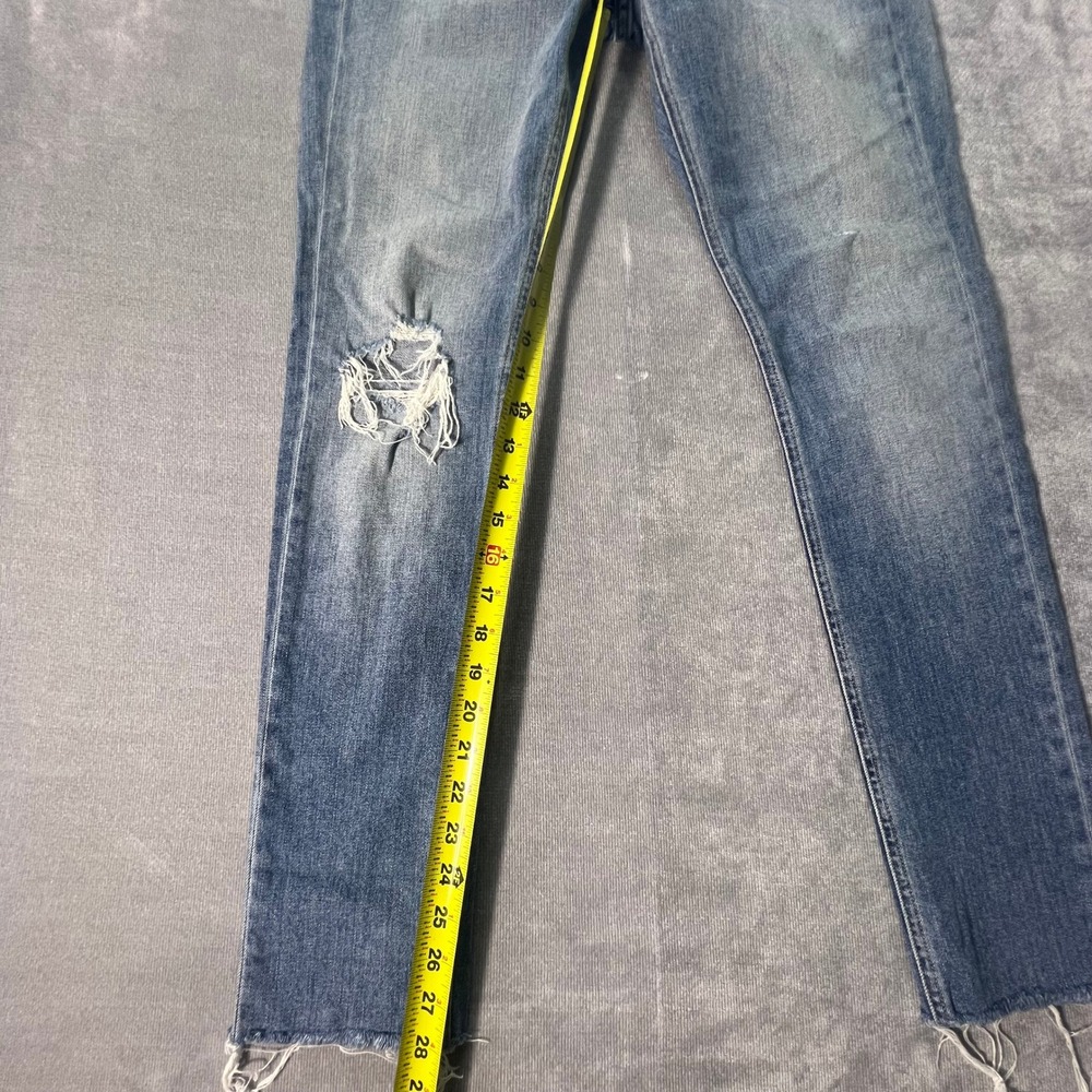Rag & Bone June Dre Slim Boyfriend Jeans 26 Blue Distressed Raw Hem Denim - Picture 5 of 8